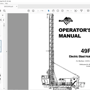 CAT Bucyrus 49RIII Electric Blast Hole Drill OPERATOR'S MANUAL BI005494 - PDF DOWNLOAD