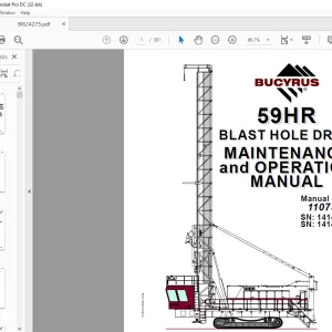 CAT Bucyrus 59HR BLAST HOLE DRILL MAINTENANCE and OPERATION MANUAL - PDF DOWNLOAD