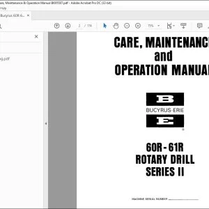CAT Bucyrus 60R 61R Rotary Drill Care, Maintenance & Operation Manual BI005507 - PDF DOWNLOAD