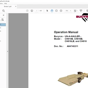 CAT Bucyrus CH810B, CH816B, CH816LB & CH818 Operation Manual  - PDF DOWNLOAD