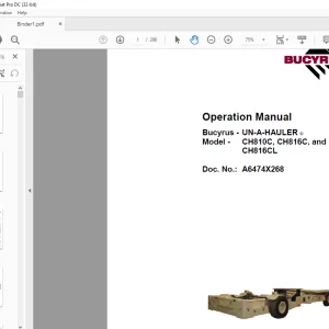 CAT Bucyrus CH810C, CH816C and CH816CL Operation Manual  - PDF DOWNLOAD