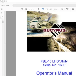 CAT Bucyrus FBL-10 LHD Utility Operator’s Manual SN 1600 - PDF DOWNLOAD