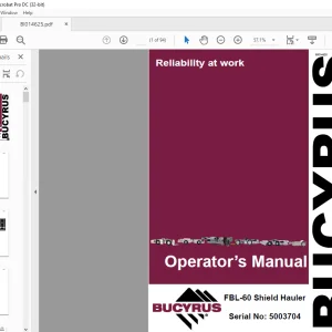 CAT Bucyrus FBL-60 Shield Hauler Operator's Manual SN 5003704 - PDF DOWNLOAD