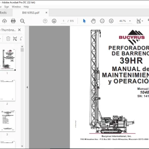CAT Bucyrus Perforadora de Pozos de Tronadura 39HR Manual de Mantención y Operación SN 141170 - PDF DOWNLOAD  (Spanish)
