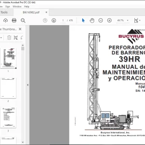 CAT Bucyrus Perforadora de Pozos de Tronadura 39HR Manual de Mantención y Operación SN 141180 - PDF DOWNLOAD (SPANISH)