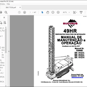 CAT Bucyrus Perfuratriz para furo de detonação 49HR Manual de manutenção e operação - PDF DOWNLOAD (Portuguese)