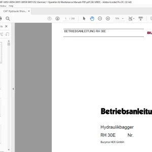 CAT Bucyrus RH 30E Hydraulikbagger Betriebsanleitung 3659040 - PDF DOWNLOAD (German)