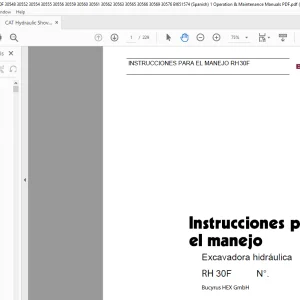 CAT Bucyrus RH 30F Excavadora hidráulica Instrucciones para el manejo 3659030 - PDF DOWNLOAD (Spanish)