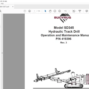 CAT Bucyrus SD345 Hydraulic Track Drill Operator & Maintenance Manual PN 419396 - PDF DOWNLOAD