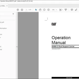 CAT Bucyrus SH660 D Roof Support Carrier Operation Manual BI001911 - PDF DOWNLOAD