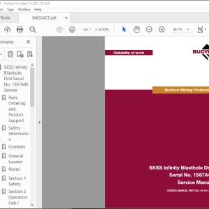 CAT Bucyrus SKSS Infinity Blasthole Drill Service Manual SN 1S67A46  - PDF DOWNLOAD