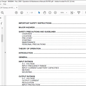 CAT Bucyrus Scoop CHINA BATTERY CHARGER LA10C OPERATION,MAINTENANCE,TROUBLESHOOTING, AND SERVICE GUIDE MANUAL - PDF DOWNLOAD