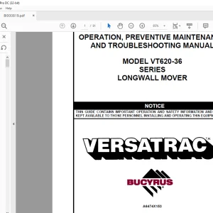 CAT Bucyrus VT620-36 Series Longwall Mover Operation, Maintenance, Troubleshooting Manual BI000819 - PDF DOWNLOAD