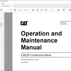 CAT CM230 Continuous Miner Operation and Maintenance Manual BI016835-01 - PDF DOWNLOAD