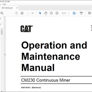 CAT CM230 Continuous Miner Operation and Maintenance Manual  - PDF DOWNLOAD