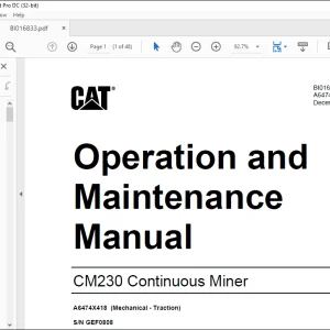 CAT CM230 Continuous Miner Operation and Maintenance Manual - PDF DOWNLOAD