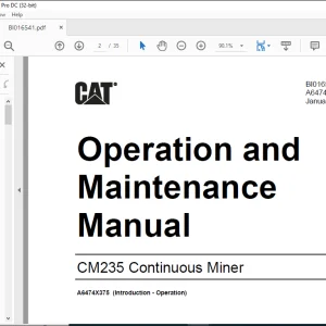 CAT CM235 Continuous Miner Operation and Maintenance Manual  - PDF DOWNLOAD