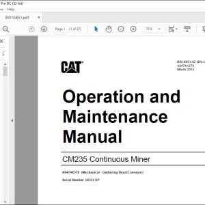 CAT CM235 Continuous Miner Operation and Maintenance Manual BI016851 - PDF DOWNLOAD