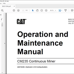 CAT CM235 Continuous Miner Operation and Manual BI001594 - PDF DOWNLOAD
