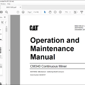 CAT CM340 Continuous Miner Operation and Maintenance Manual BI001585 - PDF DOWNLOAD