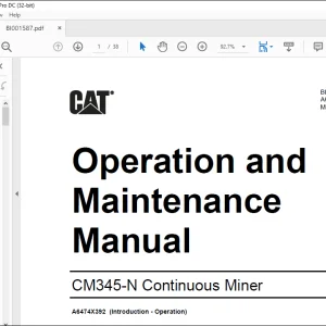 CAT CM345-N Continuous Miner Operation and Manual BI001587  - PDF DOWNLOAD