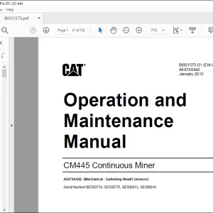 CAT CM445 Continuous Miner Operation and Maintenance Manual  - PDF DOWNLOAD