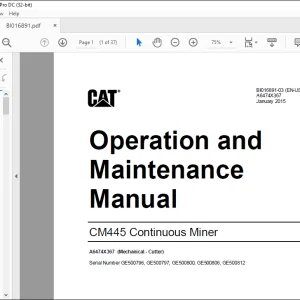 CAT CM445 Continuous Miner Operation and Maintenance Manual BI016891 PDF