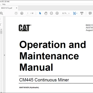 CAT CM445 Continuous Miner Operation and Manual BI001572 -  PDF DOWNLOAD