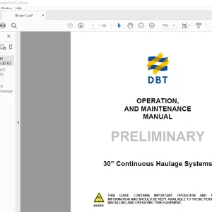 CAT DBT 30” Continuous Haulage Systems OPERATION, AND MAINTENANCE MANUAL - PDF DOWNLOAD