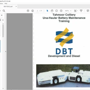 CAT DBT Development and Diesel Tahmoor Colliery Una-Hauler Battery Maintenance Training Manual - PDF DOWNLOAD