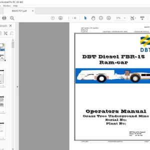 CAT Face Haulage DBT Diesel FBR-15 Ram-car Operators Manual BI643707  - PDF DOWNLOAD