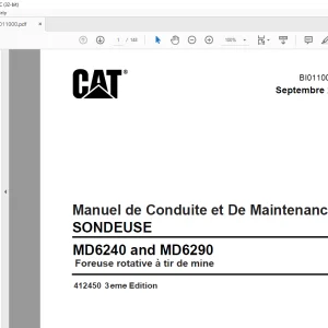 CAT MD6240 and MD6290 Foreuse rotative à tir de mine Manuel de Conduite et De Maintenance BI011000 - PDF DOWNLOAD