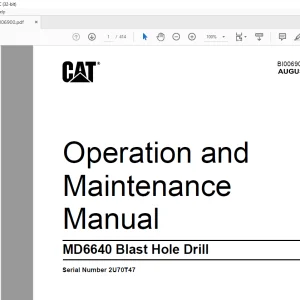 CAT MD6640 Blast Hole Drill Operation & Maintenance Manual SN 2U70T47 - PDF DOWNLOAD