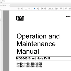 CAT MD6640 Blast Hole Drill Operation and Maintenance Manual BI012650 - PDF DOWNLOAD