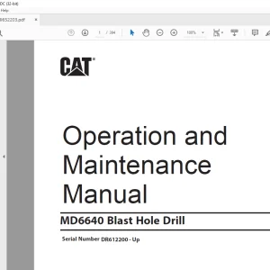 CAT MD6640 Blast Hole Drill Operation and Maintenance Manual BI652203  - PDF DOWNLOAD