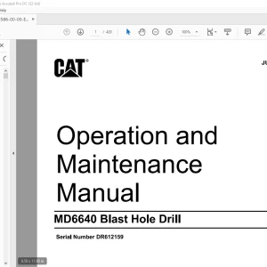 CAT MD6640 Blast Hole Drill Operation and Maintenance Manual  SN DR612159 - PDF DOWNLOAD