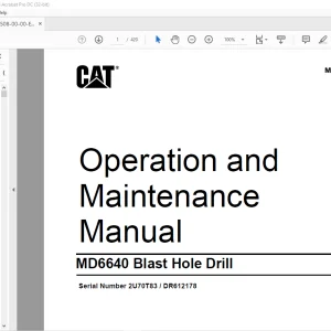 CAT MD6640 Blast Hole Drill Operation and Maintenance Manual SN 2U70T83 DR612178  - PDF DOWNLOAD