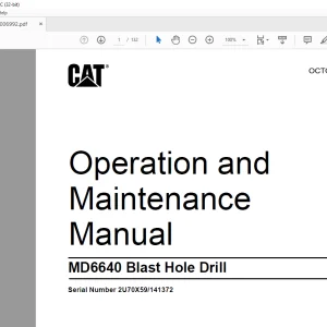 CAT MD6640 Blast Hole Drill Operation and Maintenance Manual SN 2U70X59 141372 - PDF DOWNLOAD