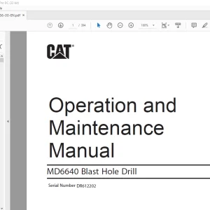 CAT MD6640 Blast Hole Drill Operation and Maintenance Manual SN DR612202 -  PDF DOWNLOAD