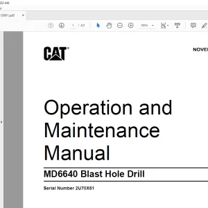 CAT MD6640 Blast Hole Drill Operation and Maintenance Manual SN2U70X61 -  PDF DOWNLOAD