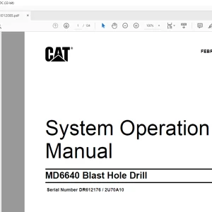 CAT MD6640 Blast Hole Drill System Operation Manual SN DR612176 2U70A10 - PDF DOWNLOAD