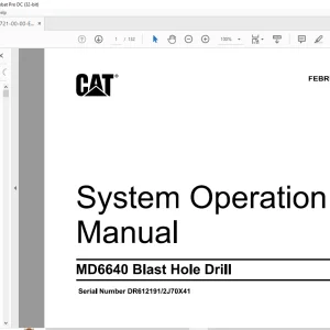 CAT MD6640 Blast Hole Drill System Operation Manual SN DR612191/2J70X41  - PDF DOWNLOAD