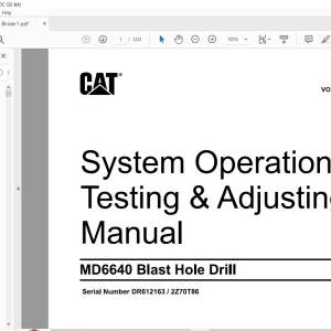 CAT MD6640 Blast Hole Drill System Operation, Testing & Adjusting Manual PDF