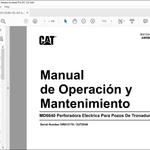 CAT MD6640 Perforadora Electrica Para Pozos De Tronadura Manual de Operaci6n y Mantenimiento SN DR612179  2U70X40 - PDF DOWNLOAD