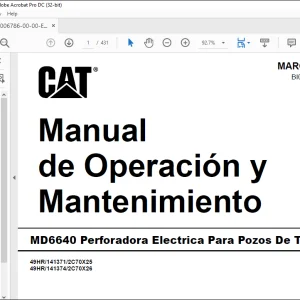CAT MD6640 Perforadora Electrica Para Pozos De Tronadura Manual de Operación y Mantenimiento BI006786 -  PDF DOWNLOAD (Spanish)