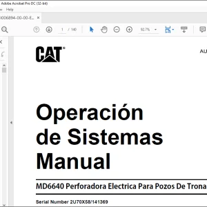 CAT MD6640 Perforadora Electrica Para Pozos De Tronadura Operación de Sistemas Manual SN 2U70X58 141369 - PDF DOWNLOAD (Spanish)