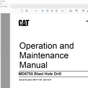 CAT MD6750 Blast Hole Drill Operation & Maintenance Manual SN DR711136 - 2Z71A16 - PDF DOWNLOAD