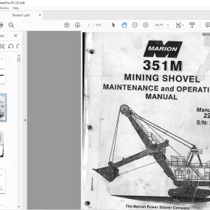 CAT Marion 351 M Mining Shovel MAINTENANCE and OPERATION Manual SN 23366  - PDF DOWNLOAD