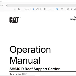 CAT SH640 D Roof Support Carrier Operation Manual SN 5003716 - PDF DOWNLOAD