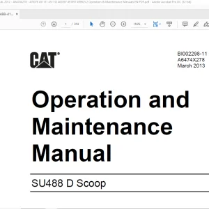 CAT SU488 D Scoop Operation & Maintenance Manual BI002298-11 - PDF DOWNLOAD